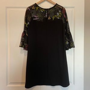 Floral Embroidered Classy Black Dress